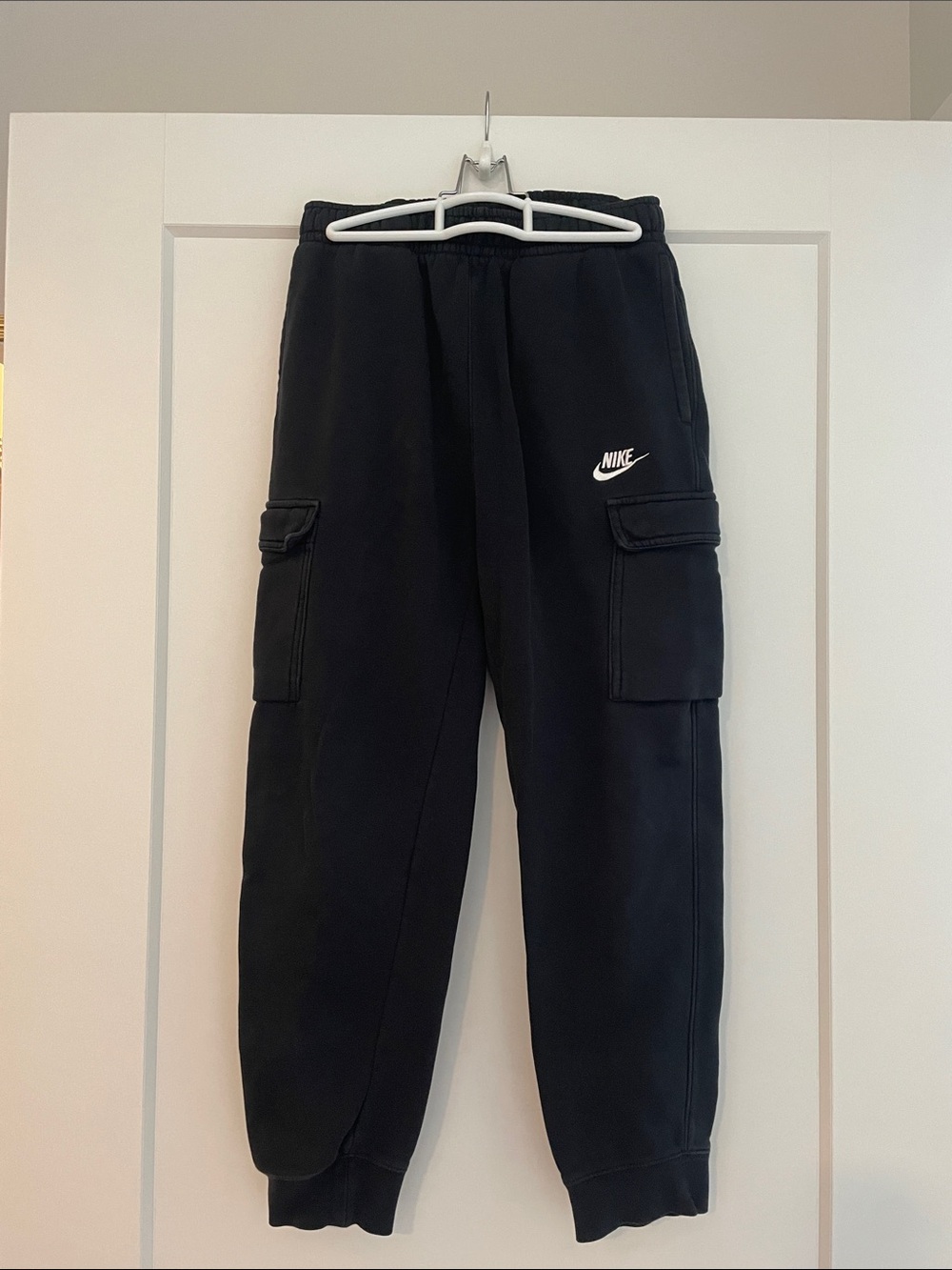 Nike Black Cargo Joggers with White Swoosh